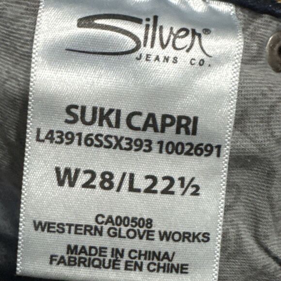 Silver Jeans Suki Mid Slim Straight Women’s 28 x 22 1/2 Distressed Blue Denim - Picture 6 of 16